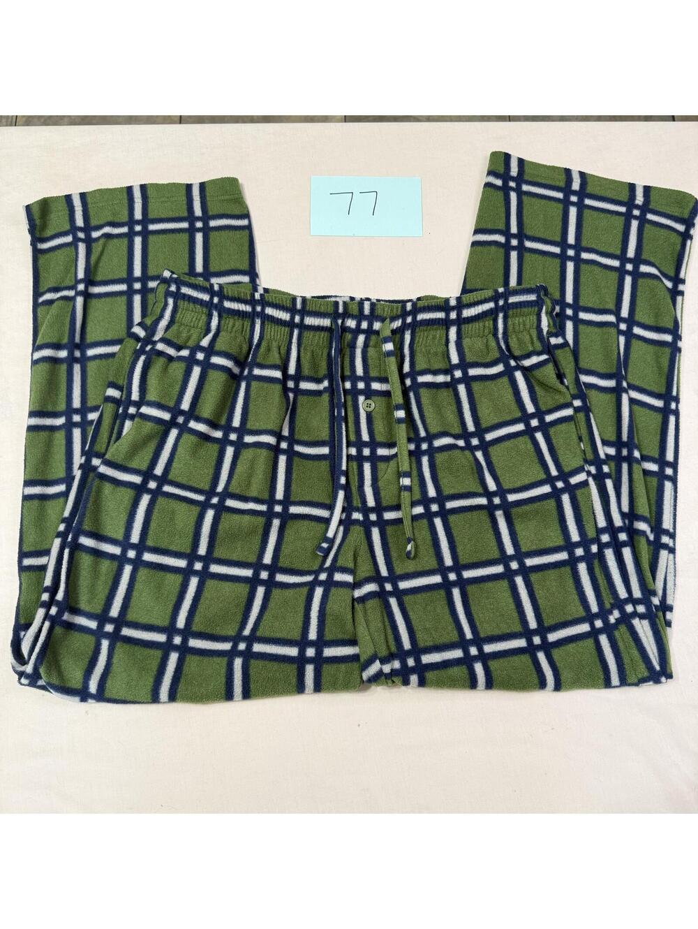Royal Class Green Plaid Polyester Pajama Pants Size L